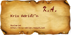 Krix Adrián névjegykártya